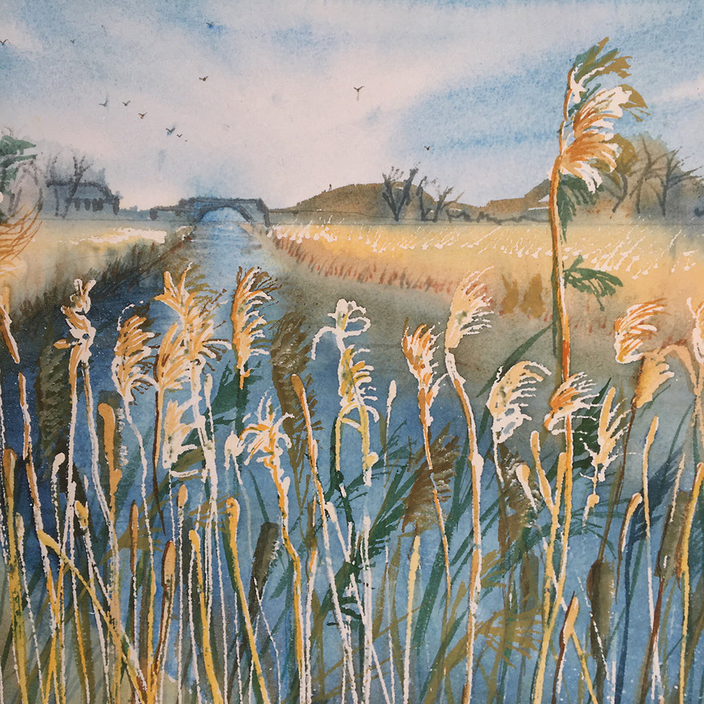 Reeds Along The River by Helen Trevisiol Duff giclée print detail river