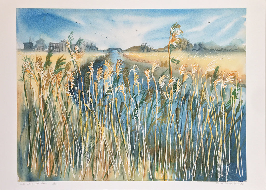 Reeds Along The River by Helen Trevisiol Duff giclée print Display