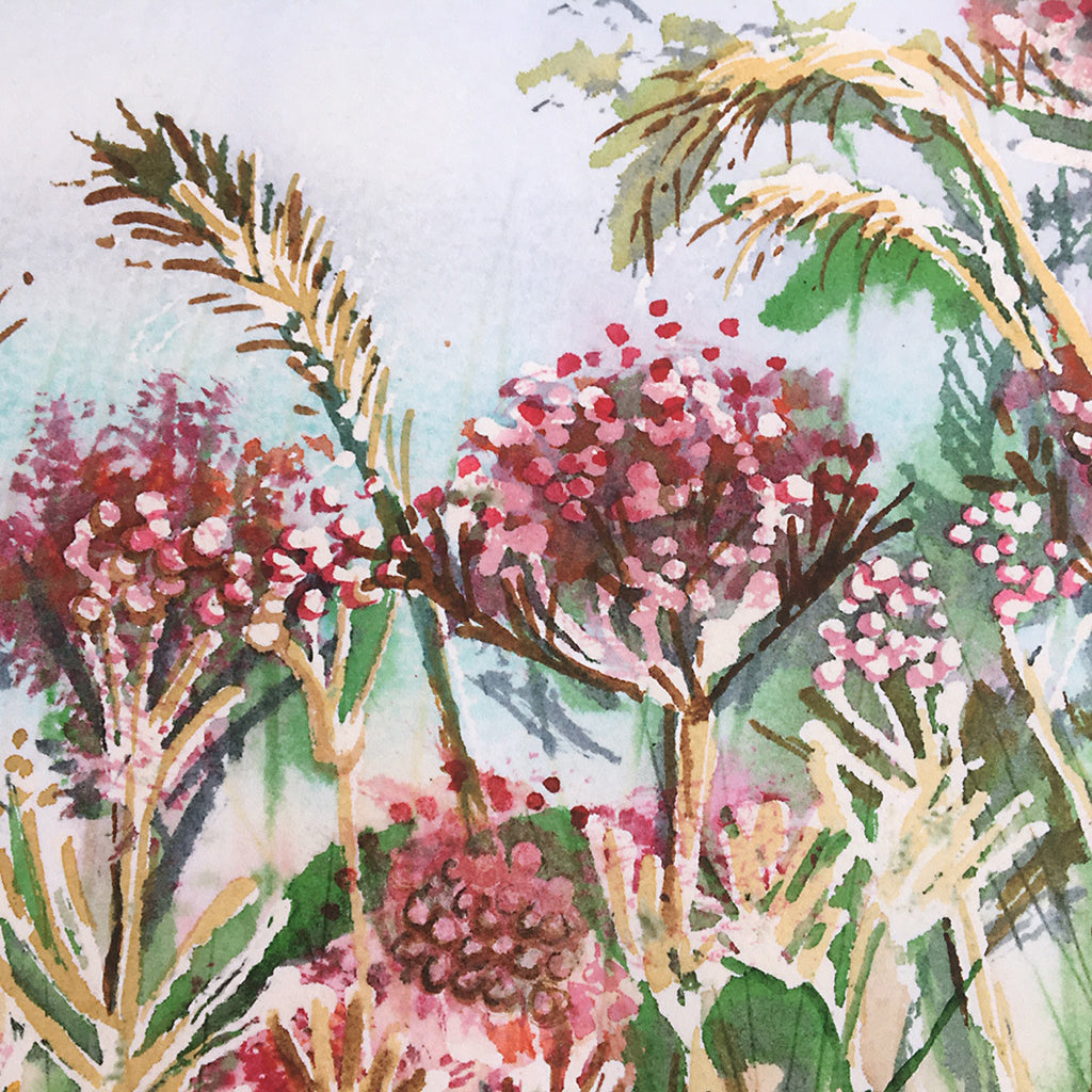 Wild Flowers by Helen Trevisiol Duff giclée print detail pink