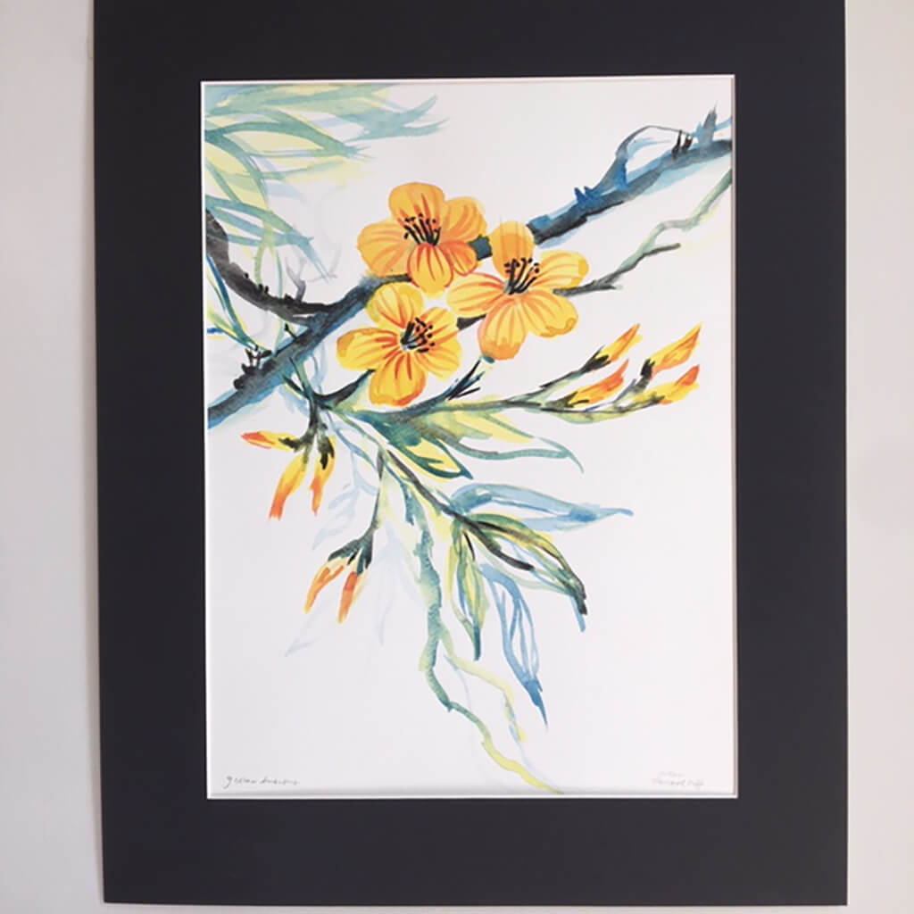 Yellow Hibiscus by Helen Trevisiol Duff Watercolour Painting
