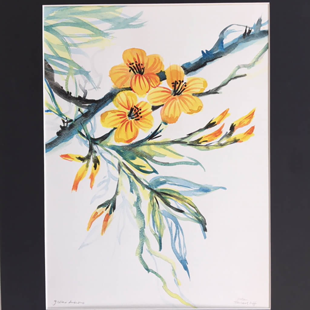 Yellow Hibiscus by Helen Trevisiol Duff Watercolour Painting